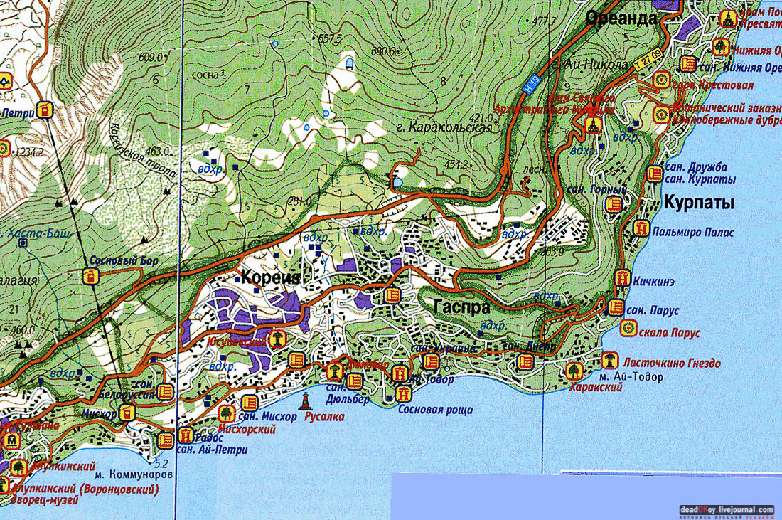 Карта ялта нижняя ореанда